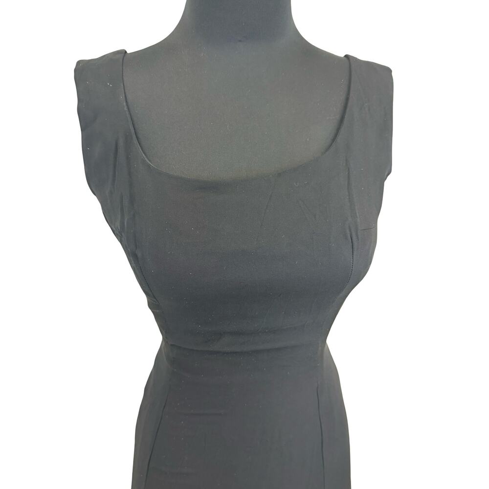 Vintage 1950s Ruth Roaman Gowns Black Crepe Sheath Dress NYC Madison Ave LBD XXS